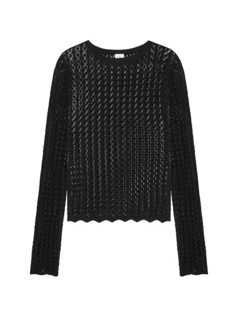 Saint Laurent openwork long-sleeve top - Black - zdjęcie produktu nr 1