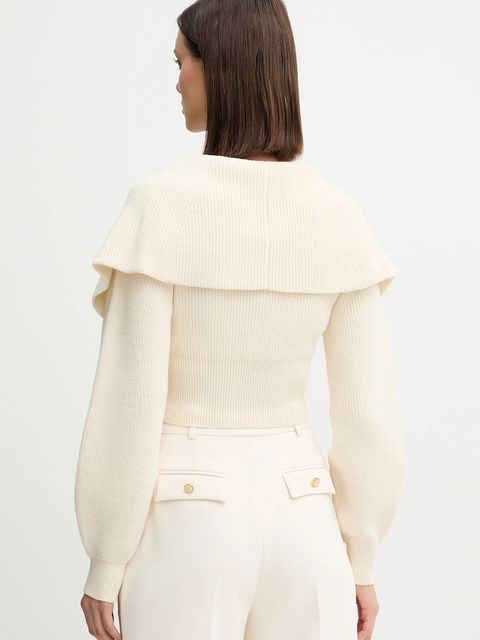 Elisabetta Franchi kardigan z dodatkiem wełny damski kolor beżowy lekki MK04S56E2