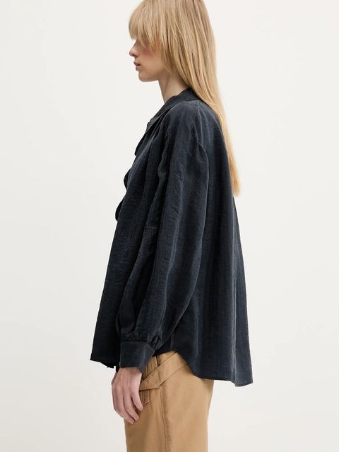 Samsoe Samsoe koszula Sathistle damska kolor granatowy relaxed z kołnierzykiem klasycznym F25100022