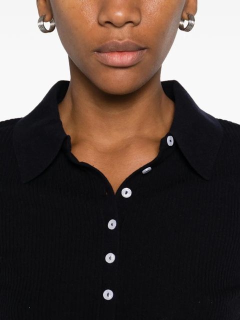 Maje long-sleeve knitted polo top - Blue