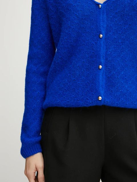 Morgan sweter z domieszką wełny MACARO damski kolor niebieski MACARO