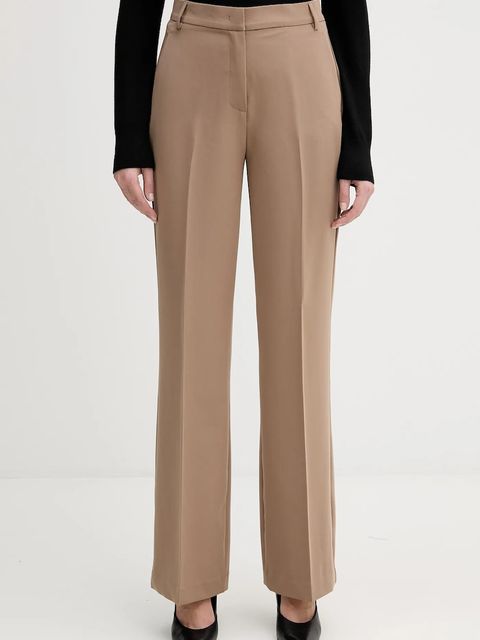 Sisley spodnie damskie kolor brązowy proste high waist 4KVXLF02I - zdjęcie produktu nr 1