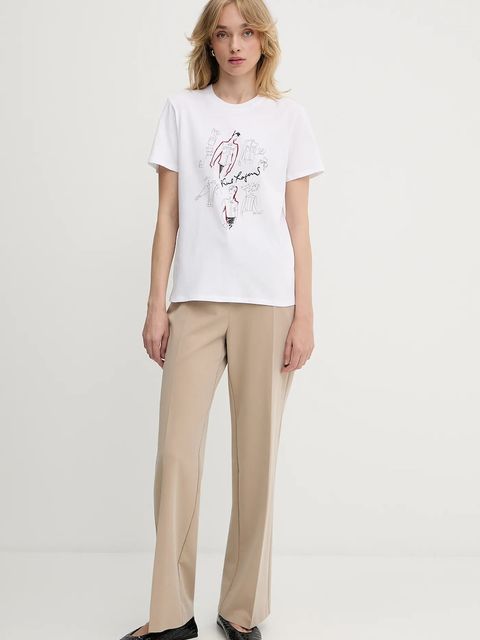 Karl Lagerfeld t-shirt bawełniany damski kolor biały A3W17099