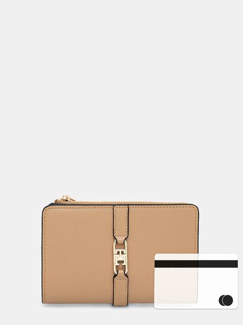 Tommy Hilfiger portfel damski kolor beżowy AW0AW17752