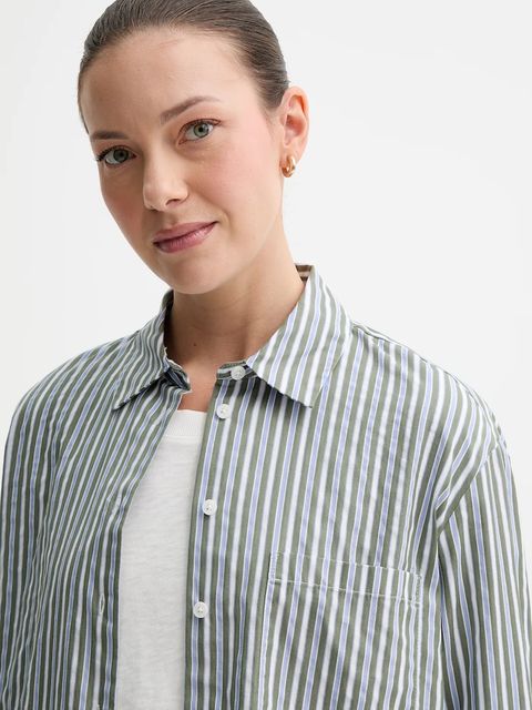 Marc O'Polo koszula bawełniana damska kolor zielony regular z kołnierzykiem klasycznym 5000007028