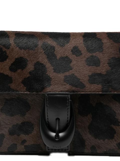 STAUD leopard-pattern buckle-detail shoulder bag - Brown
