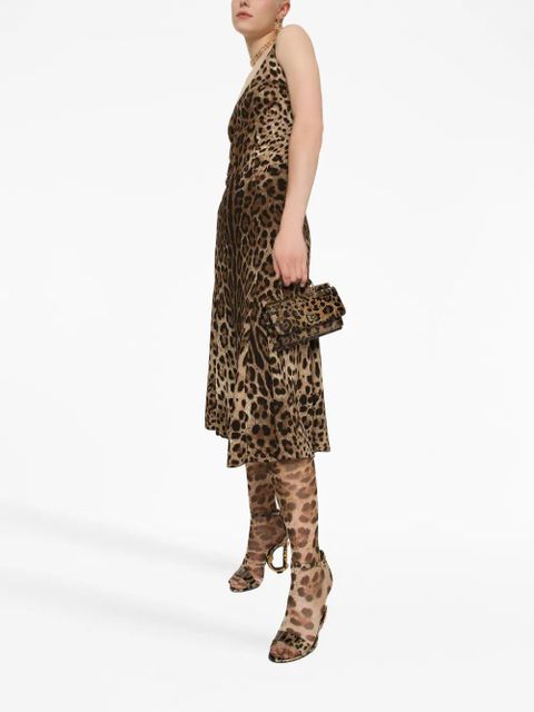 Dolce & Gabbana leopard-print midi dress - Brown