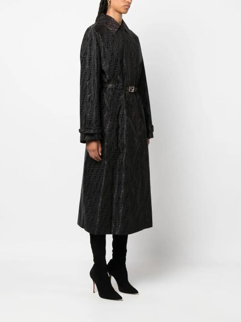 FENDI FF jacquard trench coat - Brown
