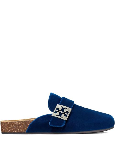 Tory Burch crystal-embellished velvet slippers - Blue - zdjęcie produktu nr 1