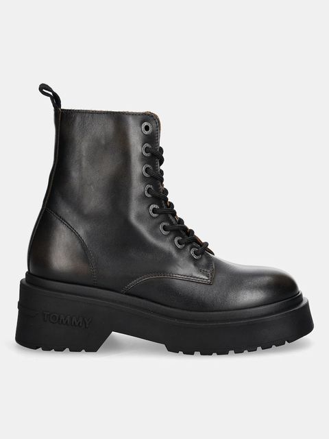 Tommy Jeans workery skórzane TJW CHUNKY RUGGED BOOT damskie kolor brązowy na platformie EN0EN02847 - zdjęcie produktu nr 2