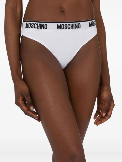 Moschino logo-waistband thongs (pack of two) - White - zdjęcie produktu nr 2