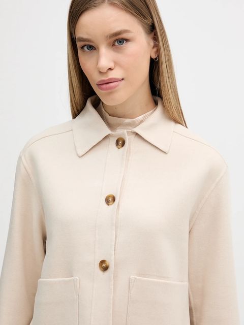 Barbour koszula z dodatkiem wełny Ashdon damska kolor beżowy regular z kołnierzykiem klasycznym LOS0082