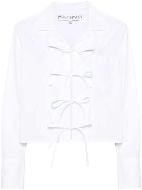 JW Anderson bow-tie cotton cropped shirt - White - zdjęcie produktu nr 1