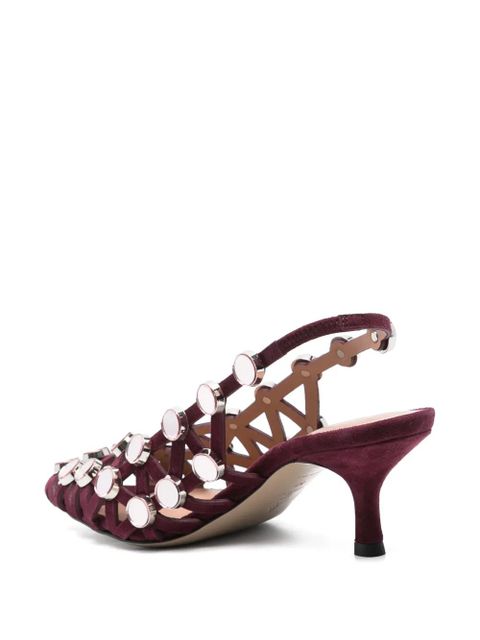 The Attico 50mm Grid slingback pumps - Purple