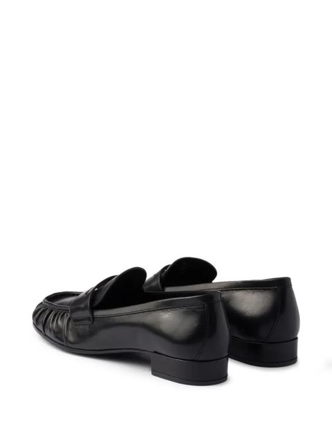 Prada pleated leather loafers - Black