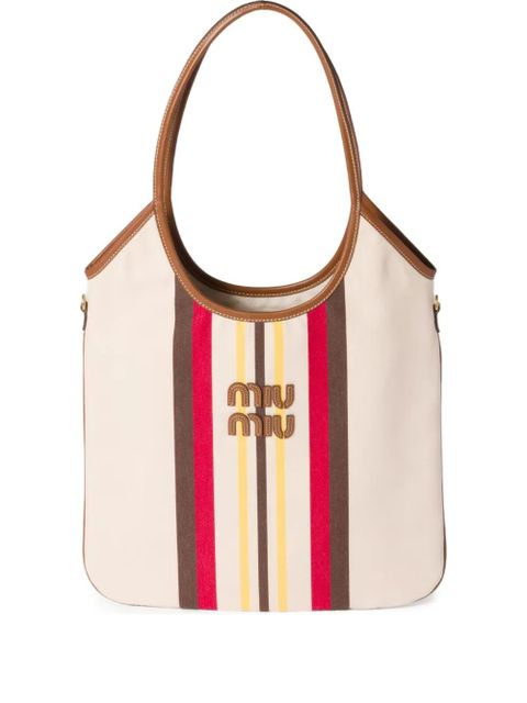 Miu Miu Ivy striped tote bag - Neutrals - zdjęcie produktu nr 1