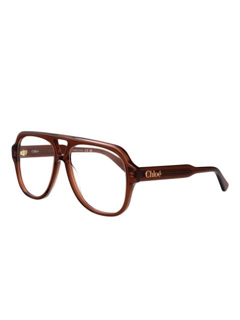 Chloé Eyewear pilot-frame tortoiseshell glasses - Brown - zdjęcie produktu nr 2