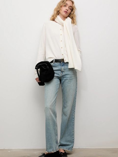 Answear.LAB kardigan z wełny merino z szalem damski kolor beżowy lekki - zdjęcie produktu nr 2