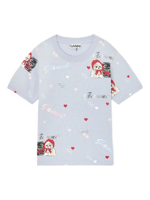 GANNI cat-print short-sleeve top - White - zdjęcie produktu nr 1