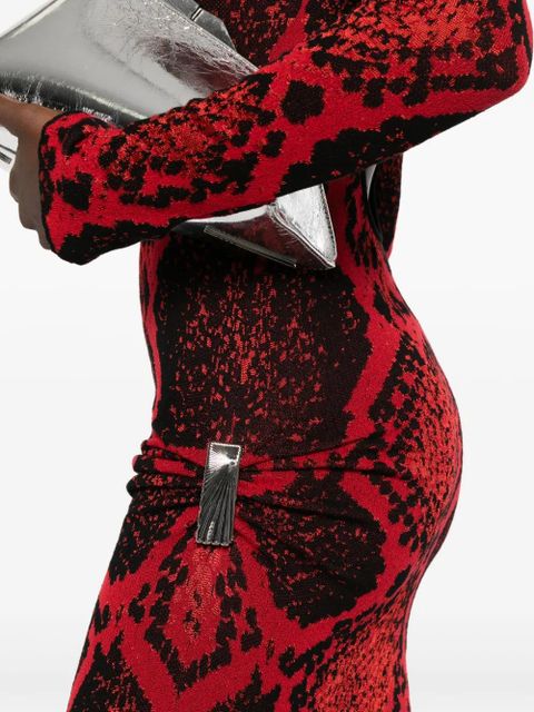 The Attico snakeskin-print midi dress - Red