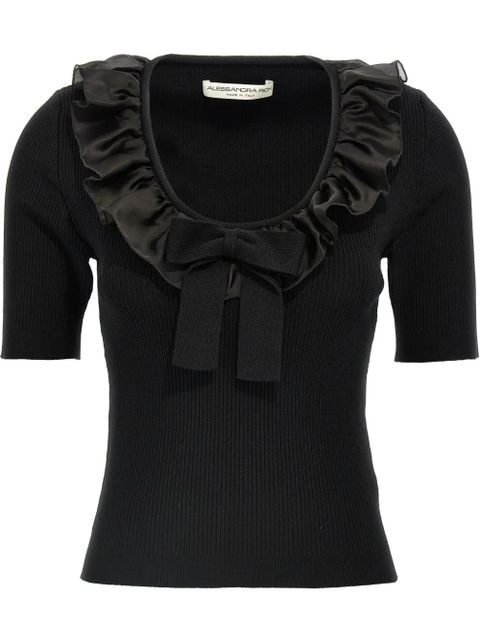 Alessandra Rich ruffled T-shirt - Black - zdjęcie produktu nr 1