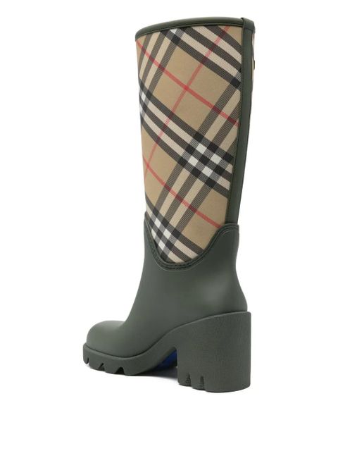 Burberry Marsh check-pattern block-heel boots - Green