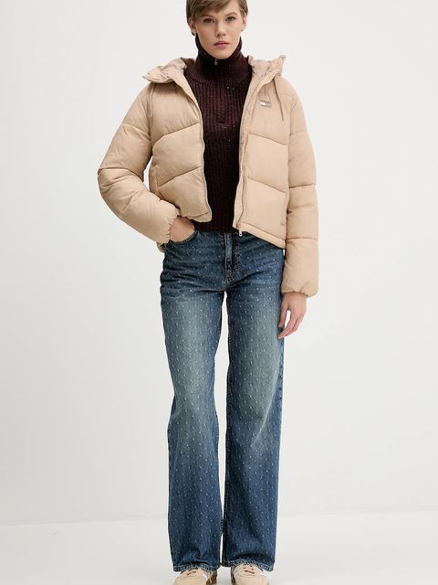Tommy Jeans kurtka kolor beżowy zimowa DW0DW21625