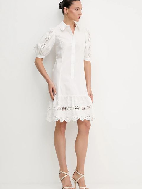 Liu Jo sukienka bawełniana kolor biały mini rozkloszowana WA5256.T4853