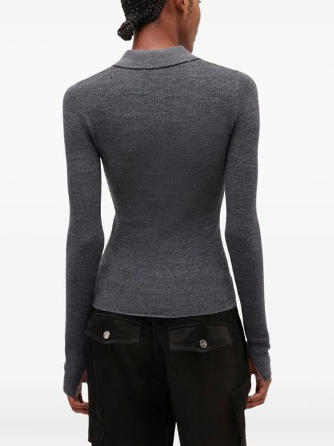 GANNI ribbed polo-neck top - Grey - zdjęcie produktu nr 2