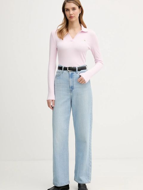 Calvin Klein Jeans longsleeve kolor różowy LV047E203G