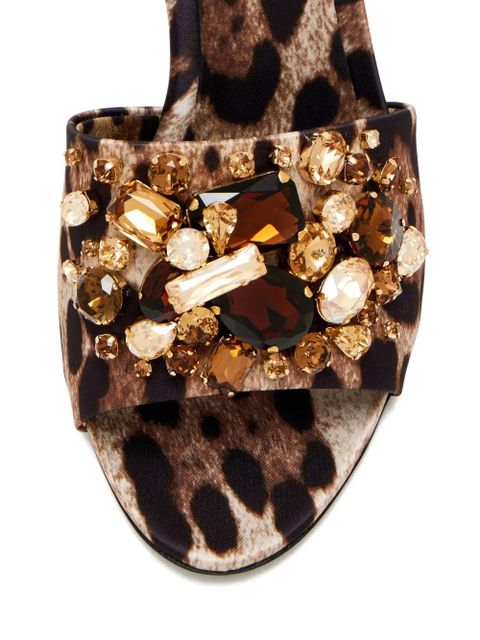 Dolce & Gabbana leopard jewelled sandals - Brown