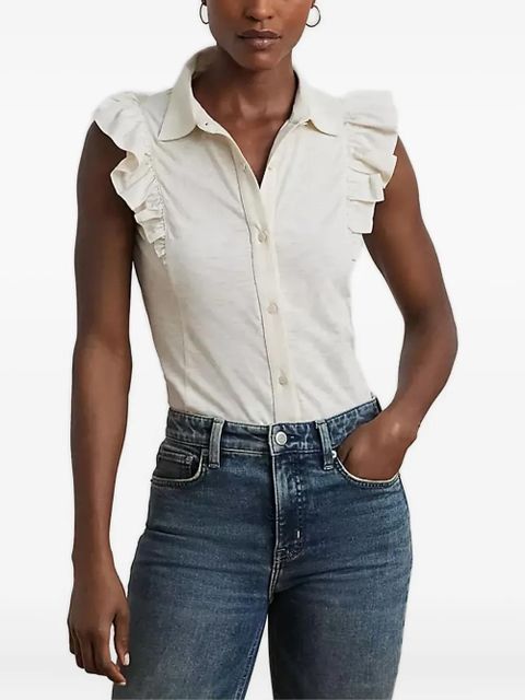 Lauren Ralph Lauren ruffle-trimmed sleeveless shirt - White - zdjęcie produktu nr 1