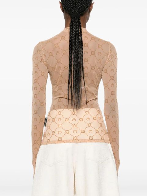 Marine Serre Moon-pattern mesh top - Neutrals