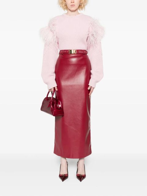 Blumarine feather-detail ribbed sweater - Pink