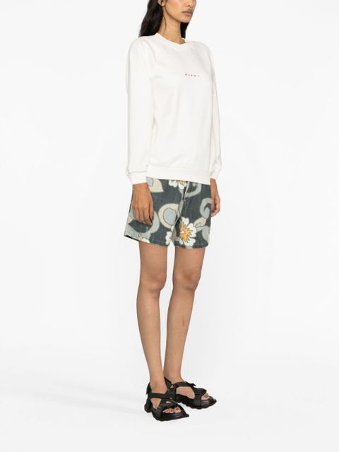 Marni logo-print cotton sweatshirt - White