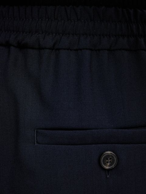 Weekend Max Mara spodnie wełniane MALLO damskie kolor granatowy szerokie high waist 2615131071600