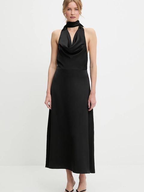 Answear.LAB sukienka kolor czarny maxi rozkloszowana