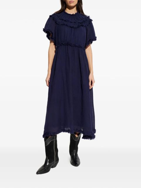 Ulla Johnson Ayan ruffled fringed dress - Blue