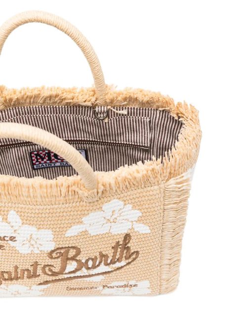 MC2 Saint Barth hibiscus-print fringed tote bag - Neutrals