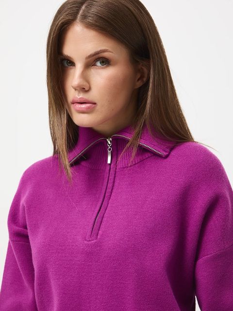 Medicine sweter damski kolor fioletowy z półgolfem