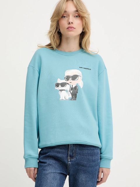 Karl Lagerfeld bluza IKON damska kolor turkusowy z nadrukiem A3W20057 - zdjęcie produktu nr 1