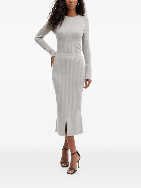 TWINSET ribbed front-slit midi skirt - Grey - zdjęcie produktu nr 2