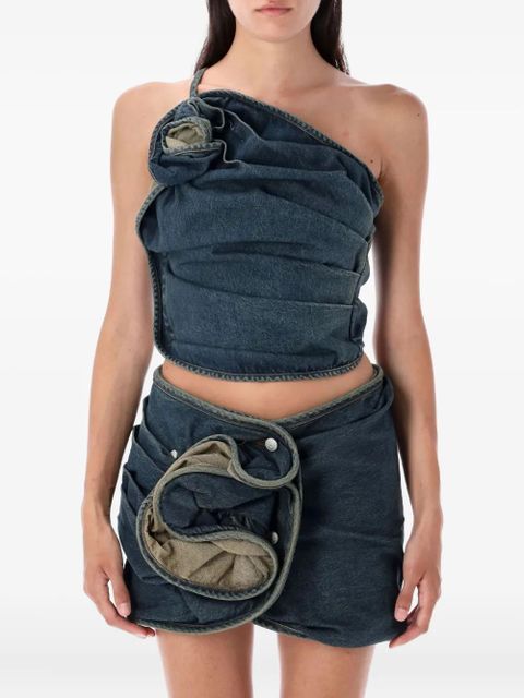 Magda Butrym rose-detail denim top - Blue - zdjęcie produktu nr 1