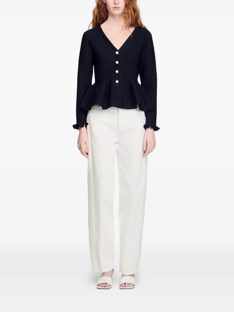 SANDRO textured peplum cardigan - Black - zdjęcie produktu nr 2