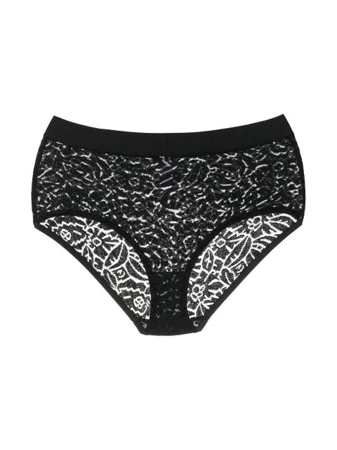 ERES floral-embroidery mesh thong - Black - zdjęcie produktu nr 2