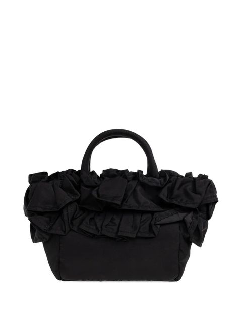 GANNI ruffle-detail tote bag - Black