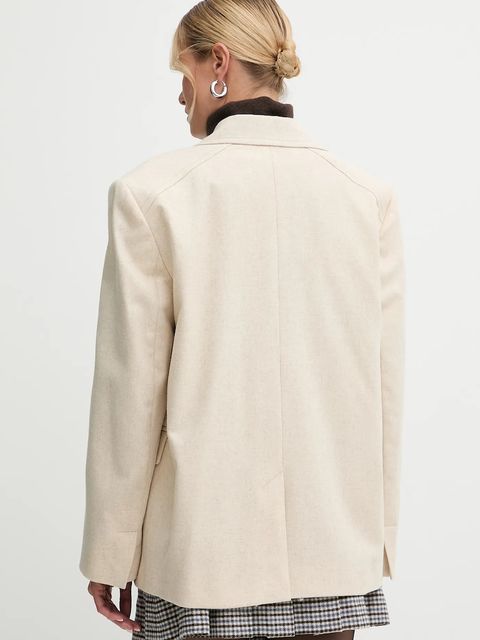 MAX&Co. marynarka z dodatkiem wełny kolor beżowy oversize melanżowa 2526086074200
