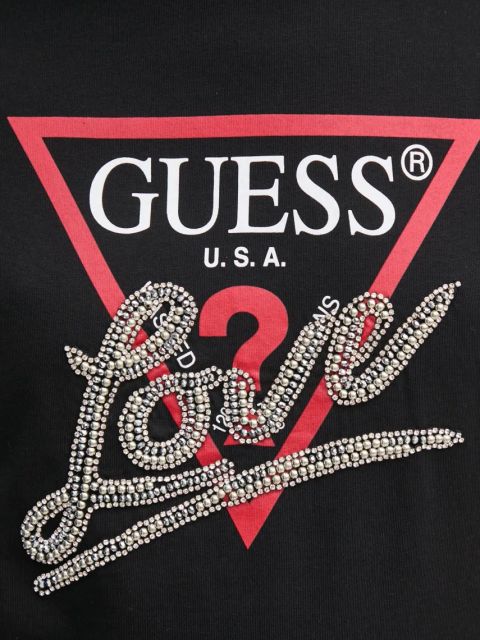 Guess t-shirt bawełniany damski kolor czarny W5RI10 I3Z14