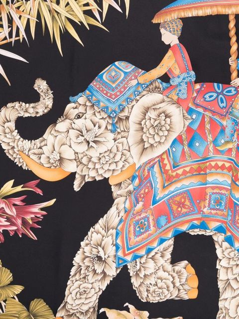 Ferragamo India-print silk scarf - Black