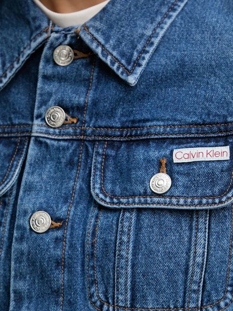 Calvin Klein Jeans kurtka jeansowa kolor niebieski przejściowa LV047E629G